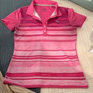 Puma Pink Polo Collar Button Down Shirt
